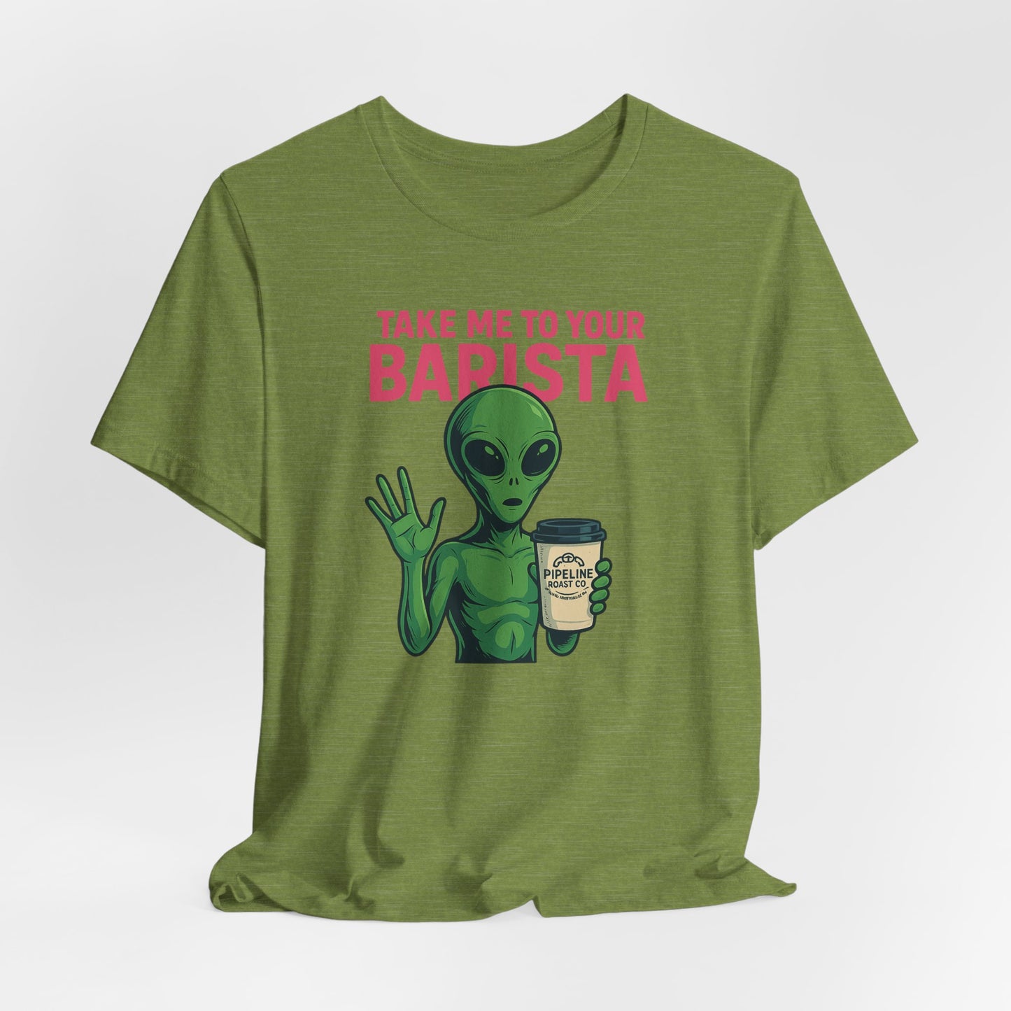 Alien Barista Tee, Funny Coffee Lover Shirt, Unisex Graphic Tee, Gift for Barista, Unique Casual Wear, Quirky Humor Top