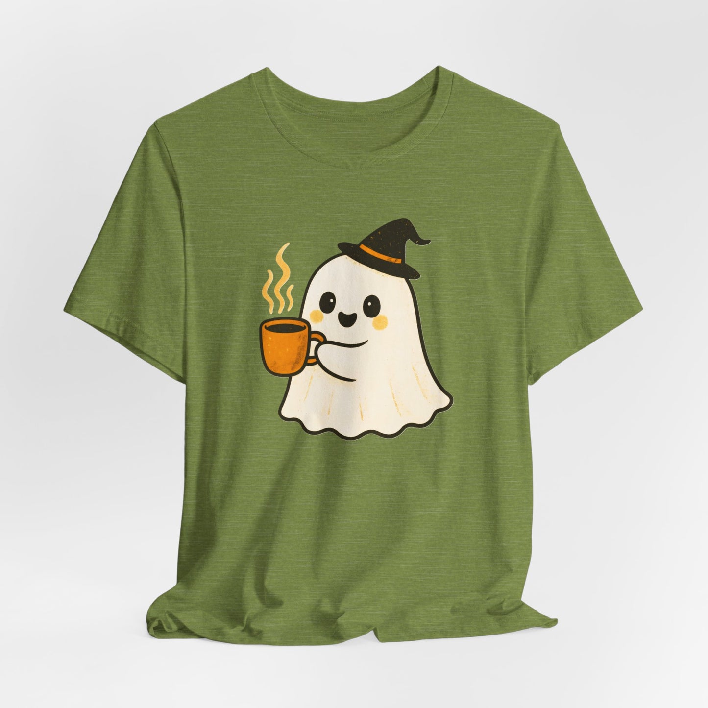Cute Ghost Coffee Tee, Unisex Halloween Shirt, Funny Pumpkin Spice T-Shirt, Fall Fashion Top, Holiday Gift Idea
