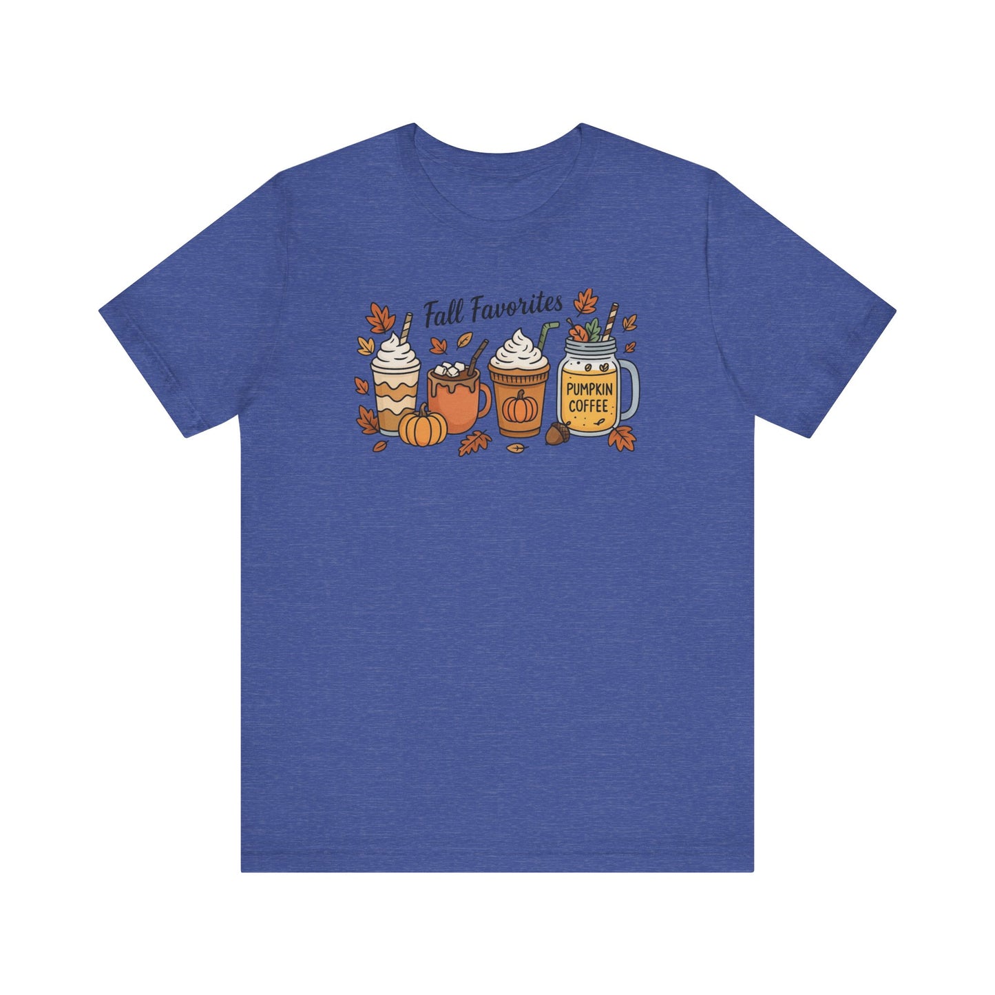 Cozy Fall Favorites Tee | Autumn Shirt, Pumpkin Coffee Top, Unisex Fall T-Shirt, Gift for Coffee Lovers, Seasonal Apparel