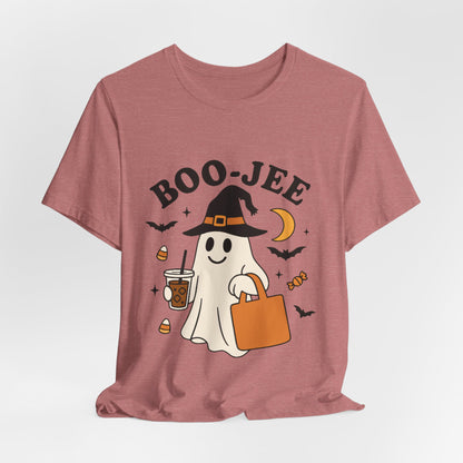 Boo-Jee Coffee Ghost Halloween T-Shirt – Funny Spooky Brew Tee for Coffee Lovers