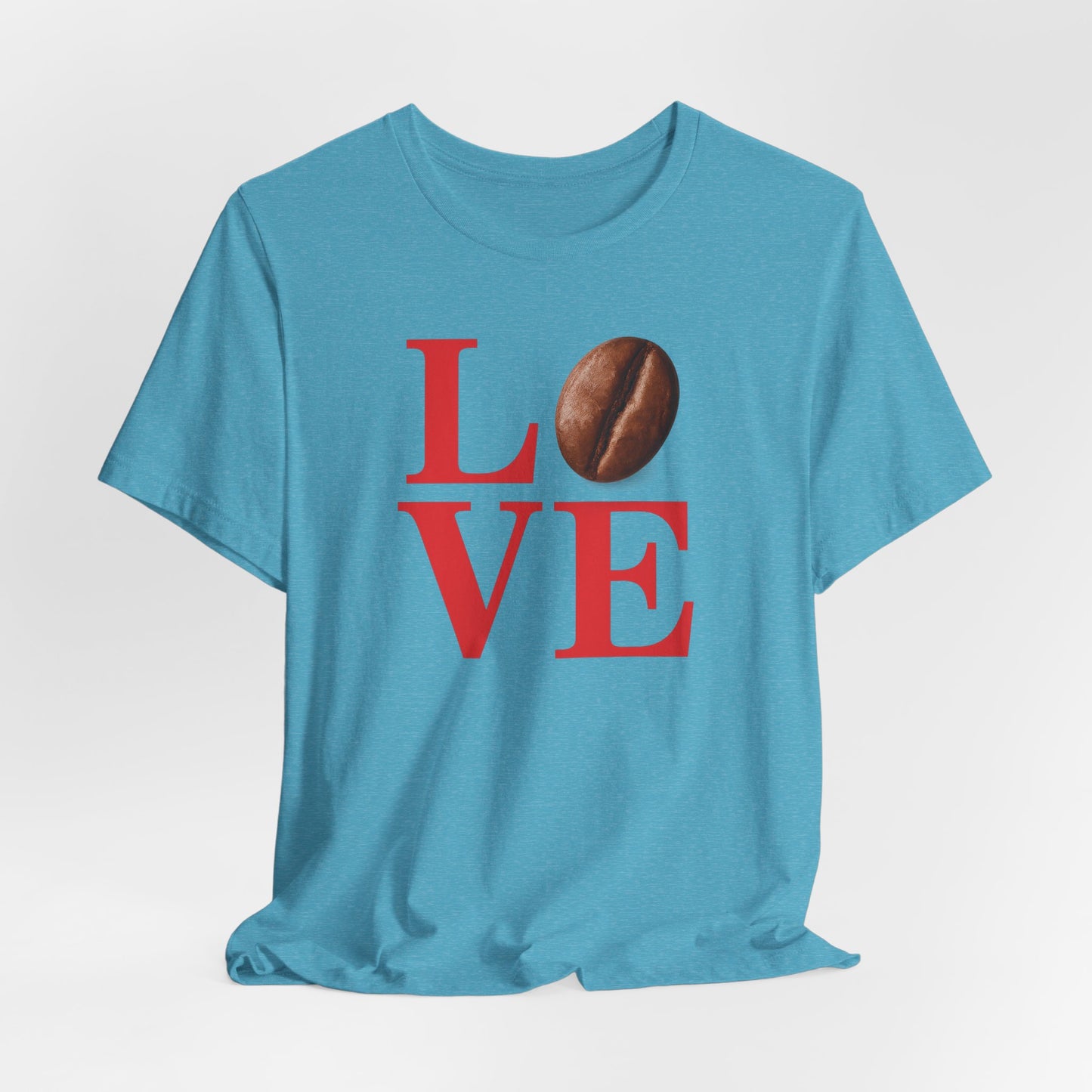 Pipeline Roast Co. LOVE Coffee Bean T-Shirt – Unisex Jersey Short Sleeve Tee for Coffee Lovers