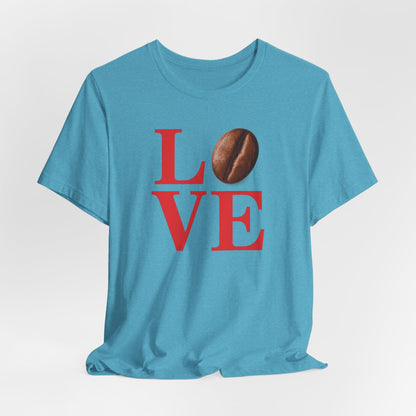 Pipeline Roast Co. LOVE Coffee Bean T-Shirt – Unisex Jersey Short Sleeve Tee for Coffee Lovers