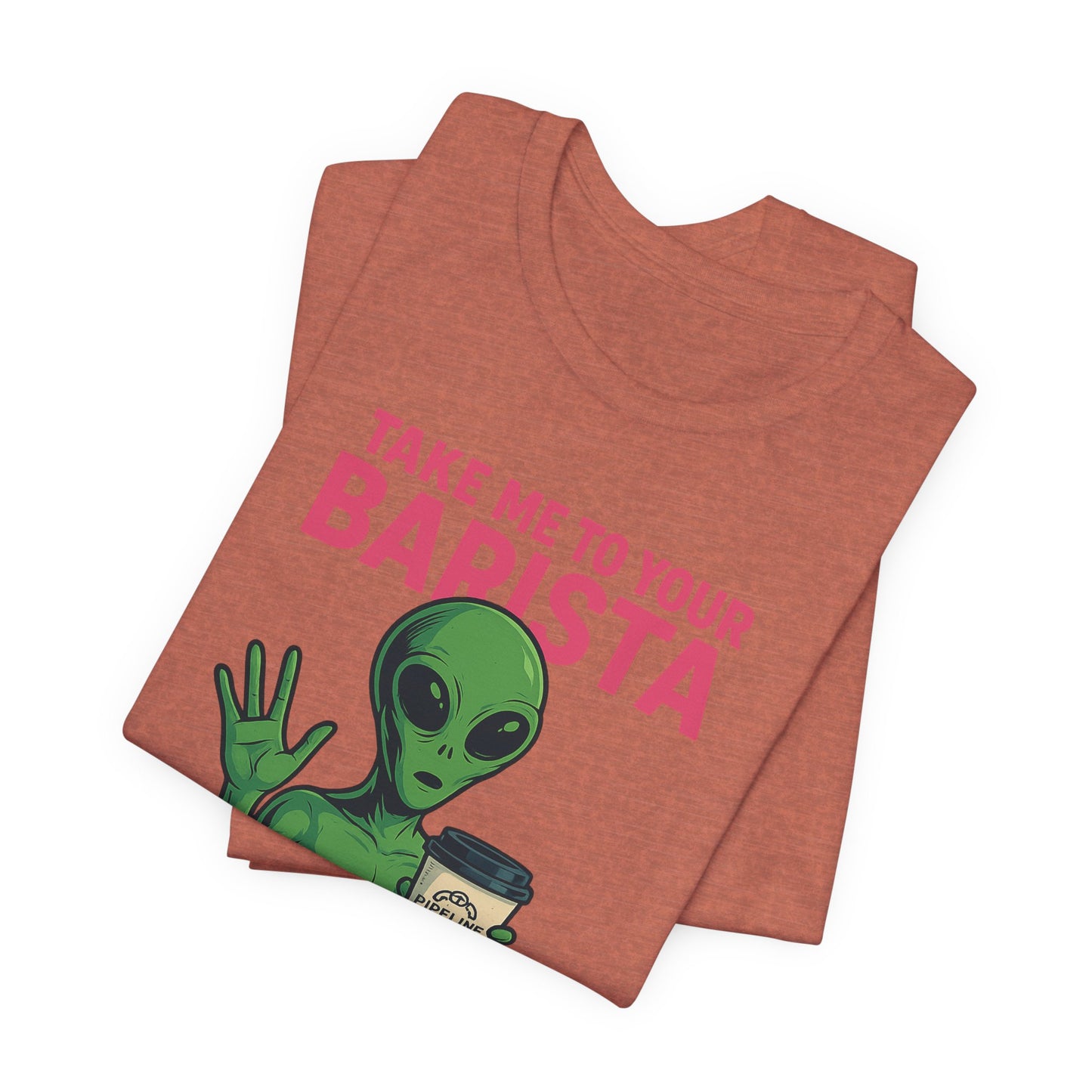 Alien Barista Tee, Funny Coffee Lover Shirt, Unisex Graphic Tee, Gift for Barista, Unique Casual Wear, Quirky Humor Top
