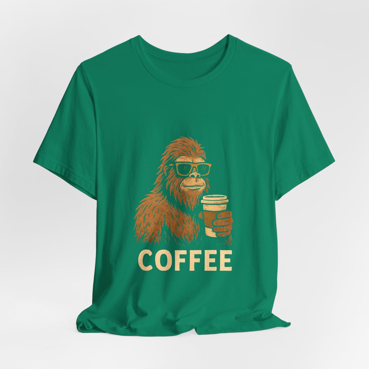 Bigfoot Drinking Coffee T-Shirt – Funny Sasquatch Coffee Tee for Coffee Lovers
