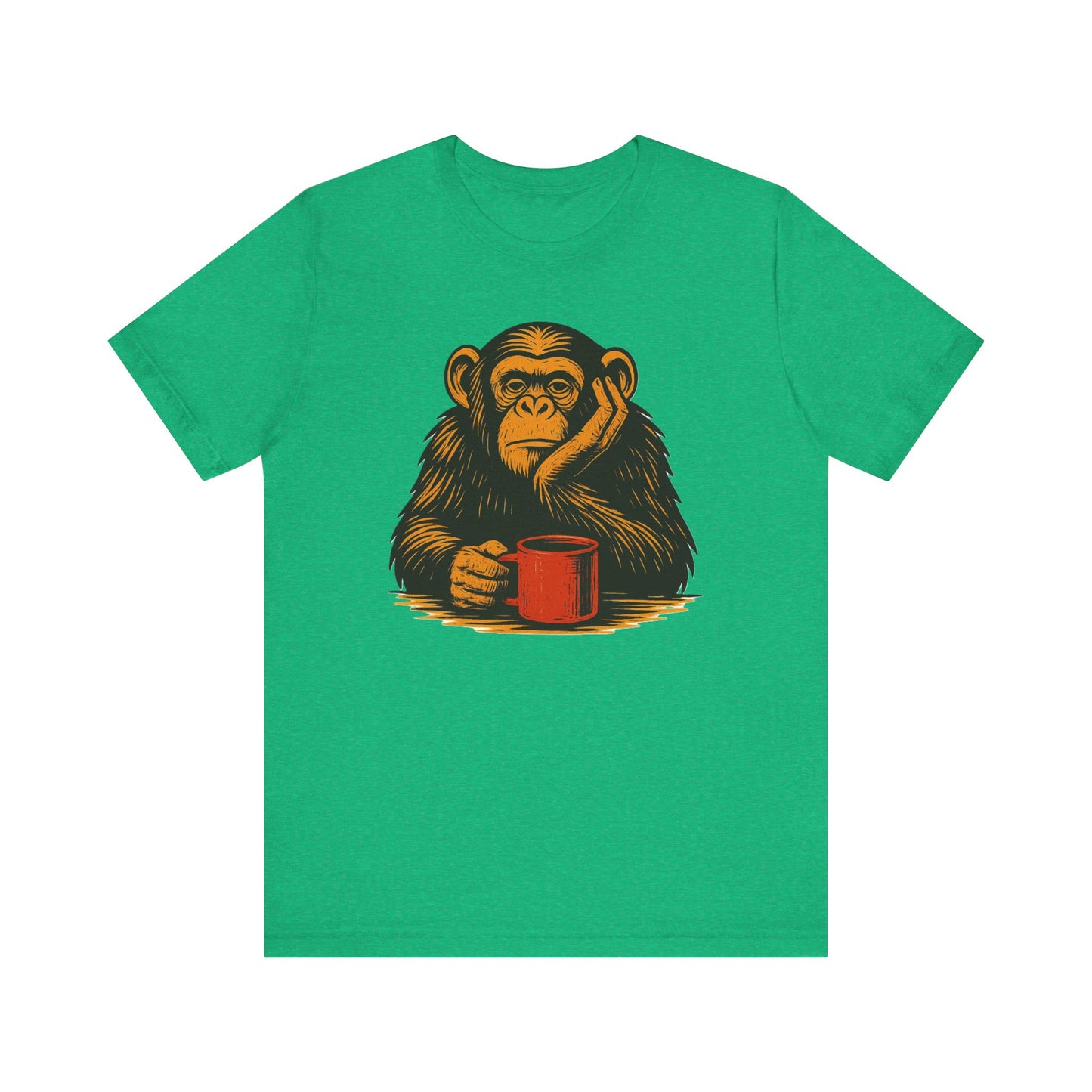 Charming Chimpanzee Coffee Tee, Relaxed Vibes, Gift for Animal Lovers, Everyday Comfort, Perfect for Coffee Lovers
