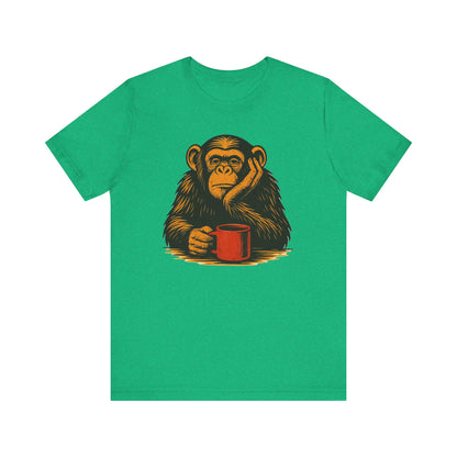 Charming Chimpanzee Coffee Tee, Relaxed Vibes, Gift for Animal Lovers, Everyday Comfort, Perfect for Coffee Lovers