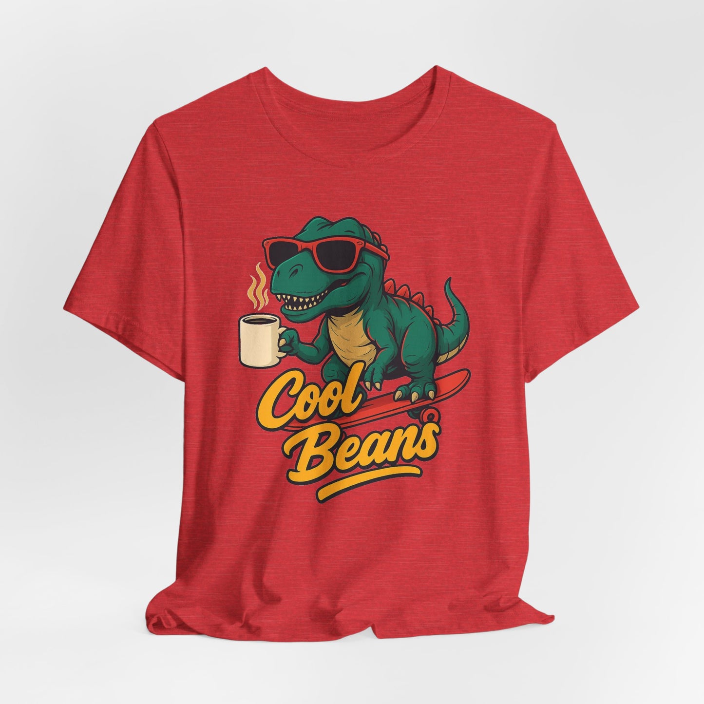 Cool Beans Dino Tee, Fun T-Shirt for Dinosaur Lovers, Casual Wear, Unique Gift Idea for Birthdays, Coffee Enthusiast Gift