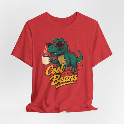 Cool Beans Dino Tee, Fun T-Shirt for Dinosaur Lovers, Casual Wear, Unique Gift Idea for Birthdays, Coffee Enthusiast Gift