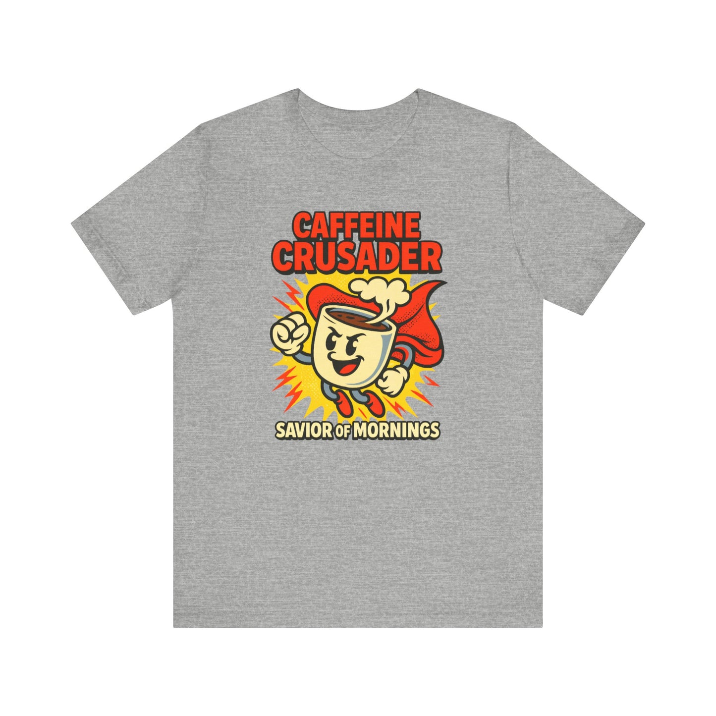 Caffeine Crusader Tee, Unisex T-Shirt, Coffee Lover Gift, Funny Graphic Tee, Morning Motivation Shirt, Birthday Gift Idea