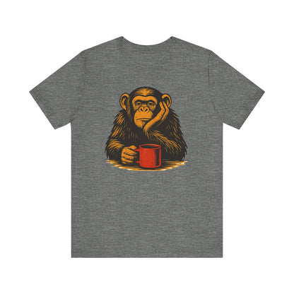 Charming Chimpanzee Coffee Tee, Relaxed Vibes, Gift for Animal Lovers, Everyday Comfort, Perfect for Coffee Lovers