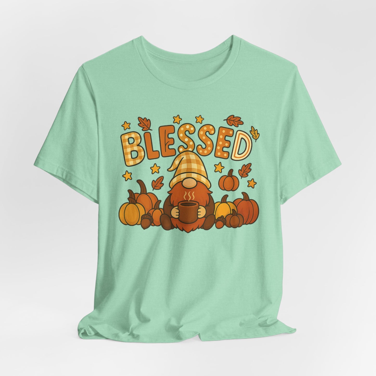 Fall Gnome Blessed Tee, Autumn T-Shirt, Thanksgiving Wear, Seasonal Shirt, Cozy Fall Apparel Gift