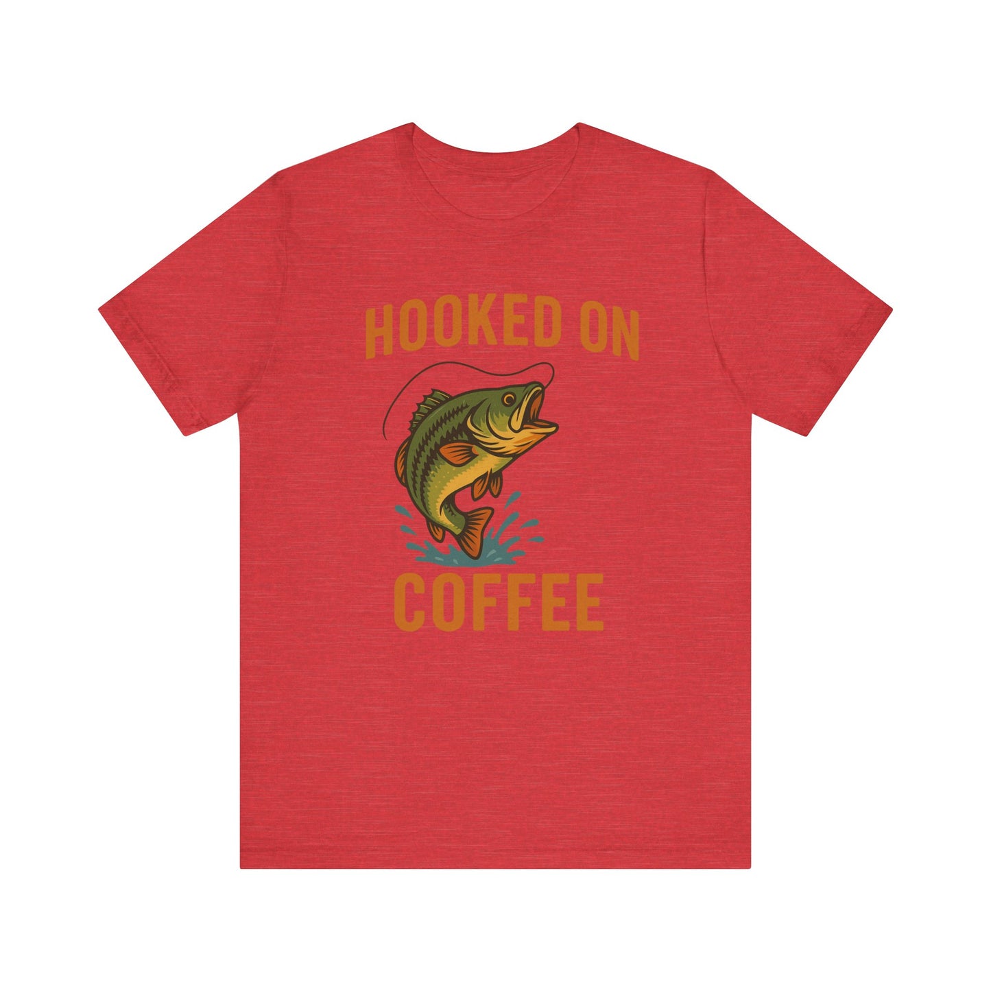 Hooked on Coffee Fishing Tee | Unisex Jersey Short Sleeve T-Shirt, Great for Outdoors, Gifts for Fishermen, Coffee Lovers, Casual Wear