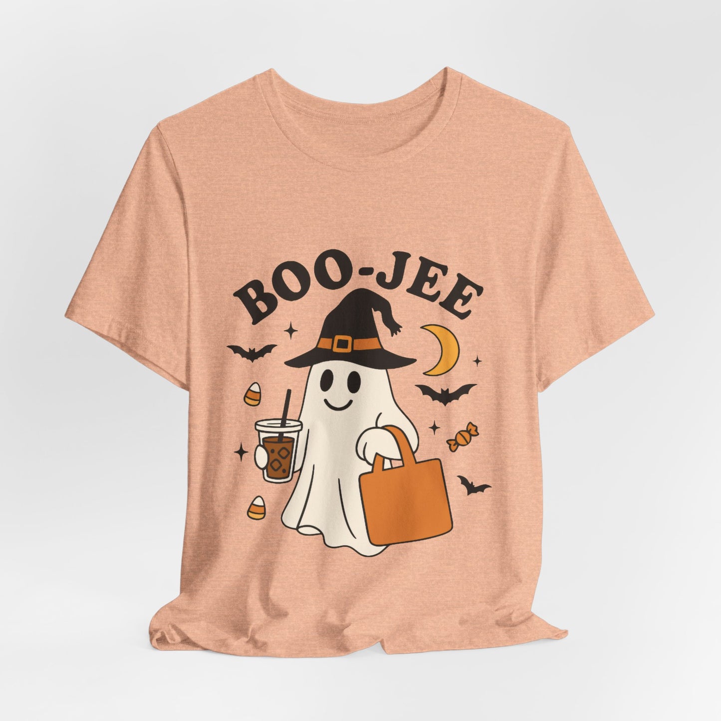 Boo-Jee Coffee Ghost Halloween T-Shirt – Funny Spooky Brew Tee for Coffee Lovers