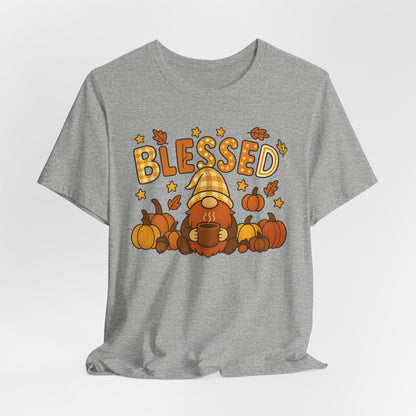 Fall Gnome Blessed Tee, Autumn T-Shirt, Thanksgiving Wear, Seasonal Shirt, Cozy Fall Apparel Gift