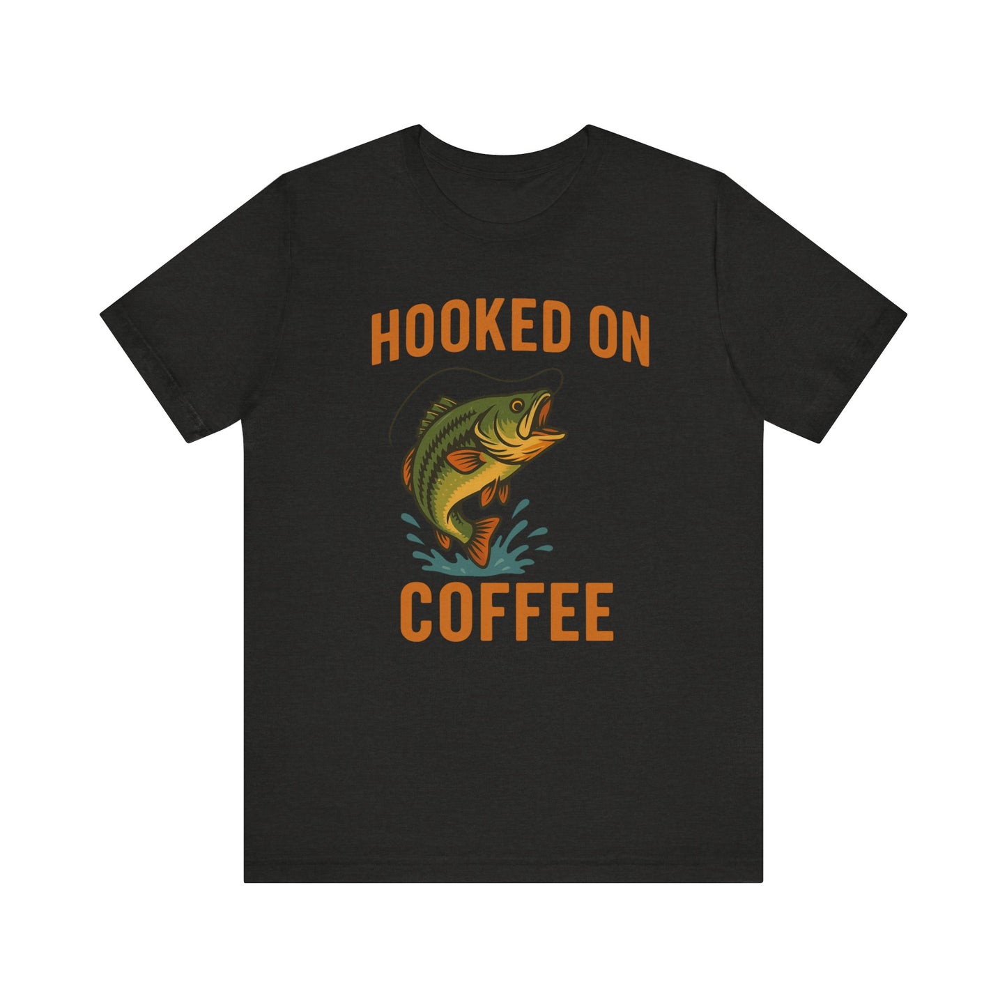 Hooked on Coffee Fishing Tee | Unisex Jersey Short Sleeve T-Shirt, Great for Outdoors, Gifts for Fishermen, Coffee Lovers, Casual Wear