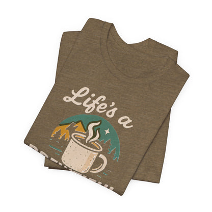Brewtiful Adventure Tee - Unisex Short Sleeve T-Shirt, Coffee Lover Gift, Hiking Apparel, Adventure Shirt, Travel Outfit