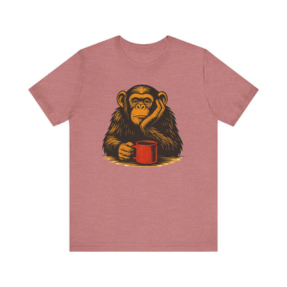 Charming Chimpanzee Coffee Tee, Relaxed Vibes, Gift for Animal Lovers, Everyday Comfort, Perfect for Coffee Lovers