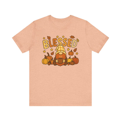 Fall Gnome Blessed Tee, Autumn T-Shirt, Thanksgiving Wear, Seasonal Shirt, Cozy Fall Apparel Gift