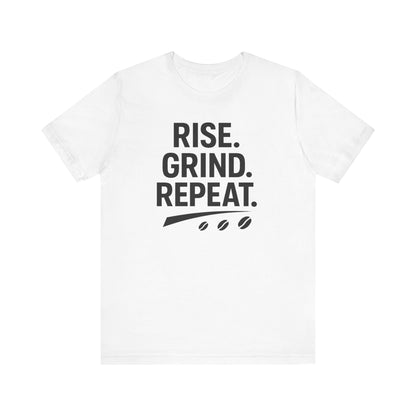 Coffee Lover's Unisex Tee - Rise. Grind. Repeat. | Casual Wear, Motivational Gift, Gym Shirt, Coffee Enthusiast Apparel, Everyday Comfort