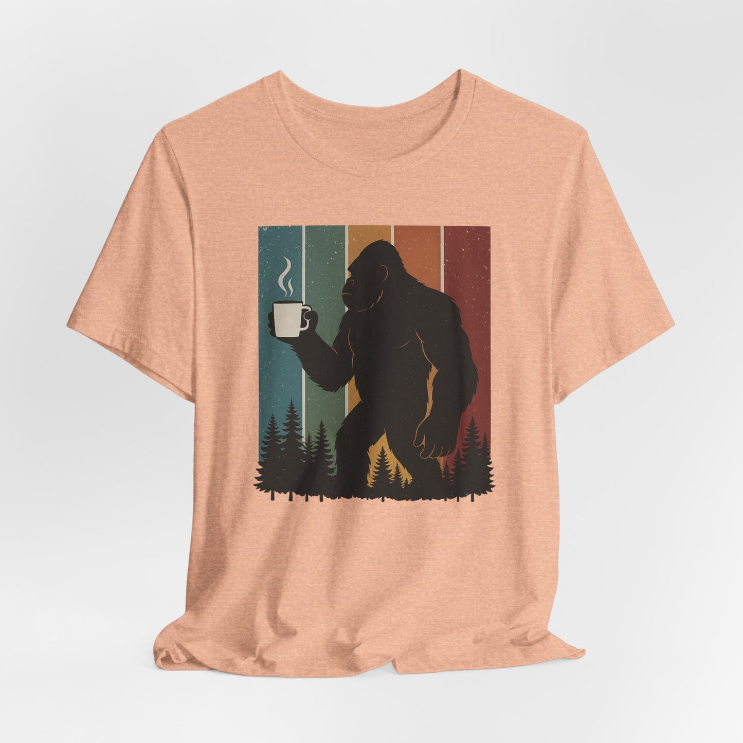 Bigfoot Coffee Lover Shirt – Retro Sasquatch Tee, Funny Outdoor & Nature Gift for Coffee Fans