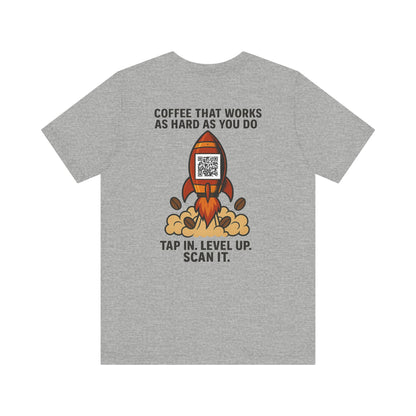 Coffee-Focused Promotional Rocket Tee, Motivational Shirt, Gift for Coffee Lovers, Fun Relaxed T-Shirt, Everyday Casual Wear