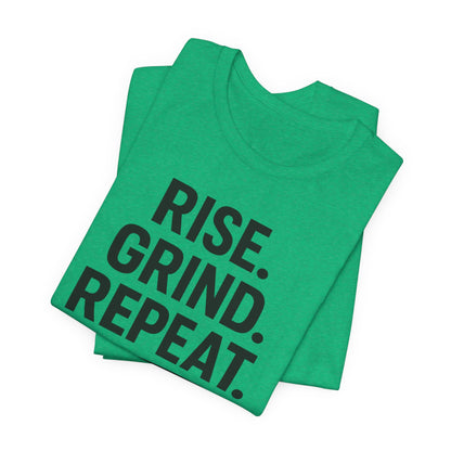 Coffee Lover's Unisex Tee - Rise. Grind. Repeat. | Casual Wear, Motivational Gift, Gym Shirt, Coffee Enthusiast Apparel, Everyday Comfort
