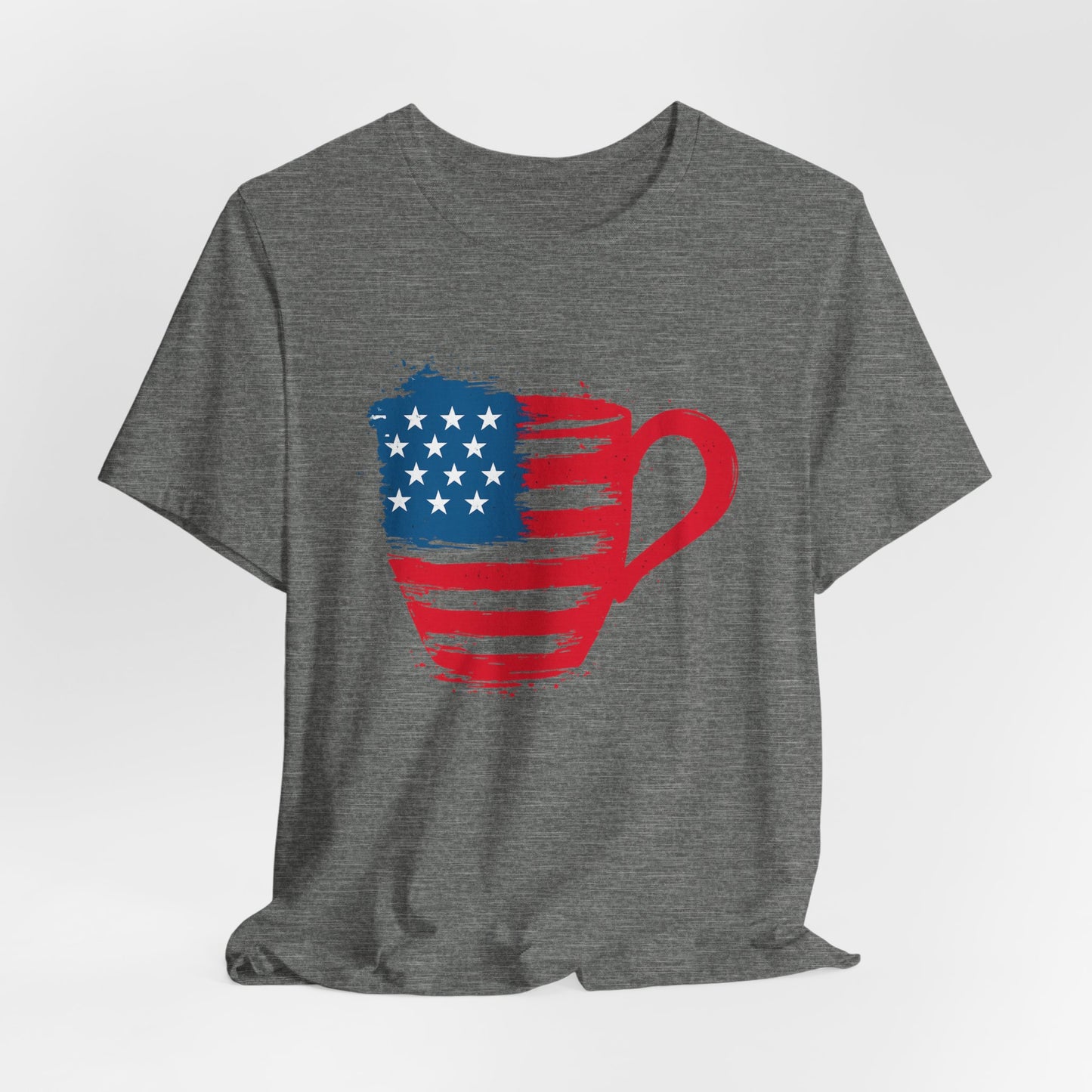 Patriotic Coffee Lover's Tee, Unisex Shirt, Independence Day Apparel, Gift for Barista, American Flag Tee, Casual Wear