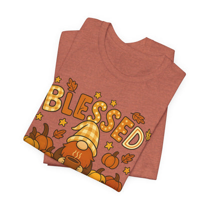 Fall Gnome Blessed Tee, Autumn T-Shirt, Thanksgiving Wear, Seasonal Shirt, Cozy Fall Apparel Gift