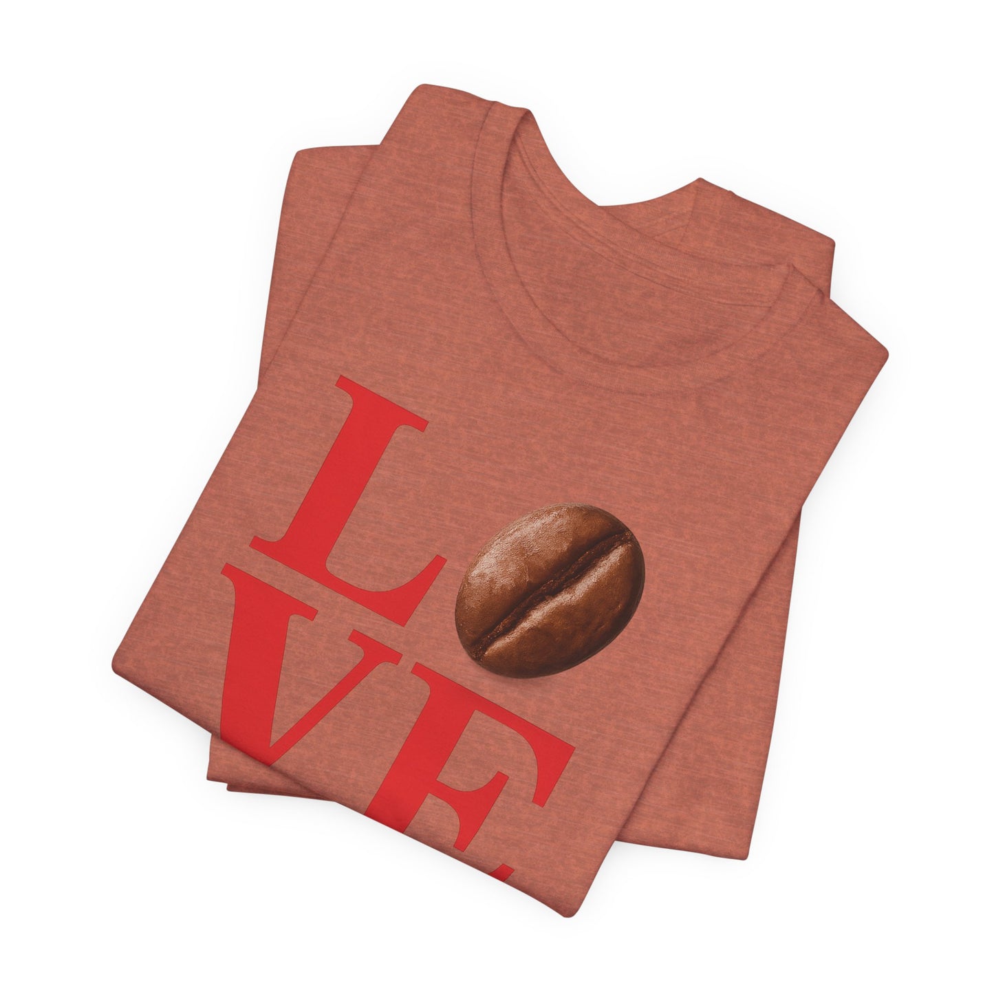 Pipeline Roast Co. LOVE Coffee Bean T-Shirt – Unisex Jersey Short Sleeve Tee for Coffee Lovers