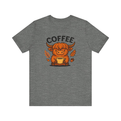Coffee Lover’s Unisex Tee | Cute Cow Design | Perfect for Casual Gatherings, Birthdays, Coffee Lovers, Gifts