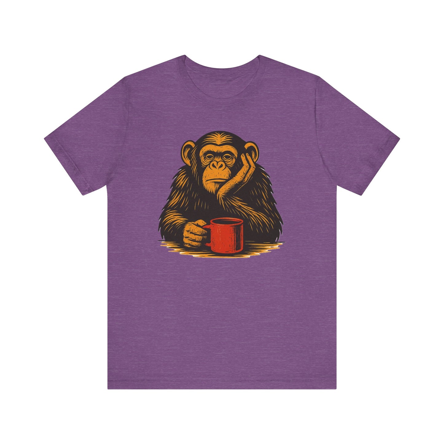 Charming Chimpanzee Coffee Tee, Relaxed Vibes, Gift for Animal Lovers, Everyday Comfort, Perfect for Coffee Lovers