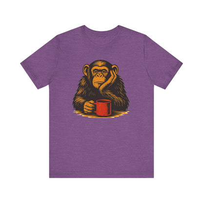 Charming Chimpanzee Coffee Tee, Relaxed Vibes, Gift for Animal Lovers, Everyday Comfort, Perfect for Coffee Lovers
