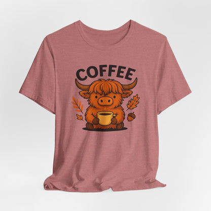 Coffee Lover’s Unisex Tee | Cute Cow Design | Perfect for Casual Gatherings, Birthdays, Coffee Lovers, Gifts