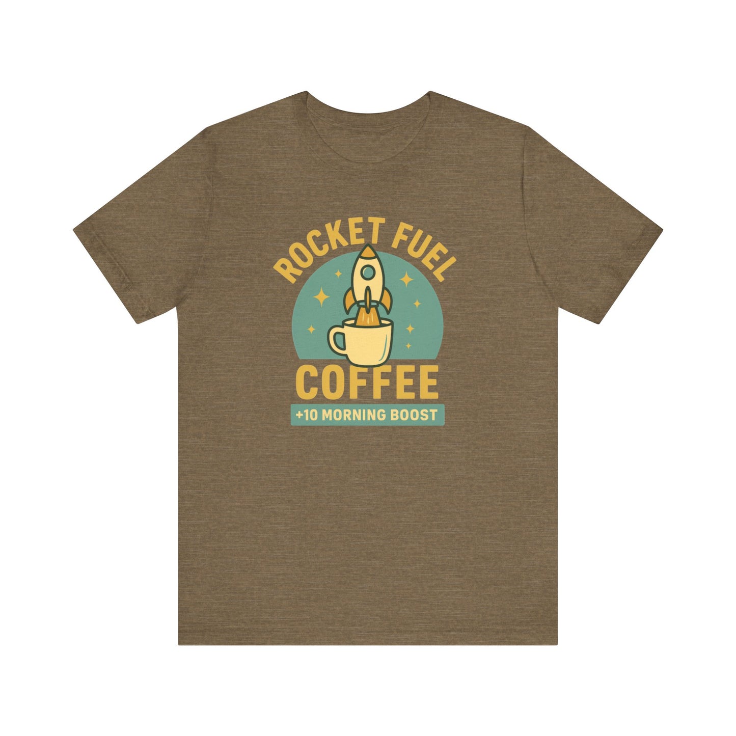Coffee Lover's Unisex Tee, Rocket Fuel Coffee Shirt, Morning Boost Tee, Barista Gift, Casual Coffee Shirt