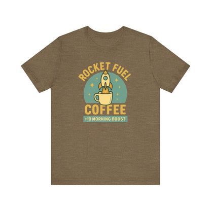 Coffee Lover's Unisex Tee, Rocket Fuel Coffee Shirt, Morning Boost Tee, Barista Gift, Casual Coffee Shirt