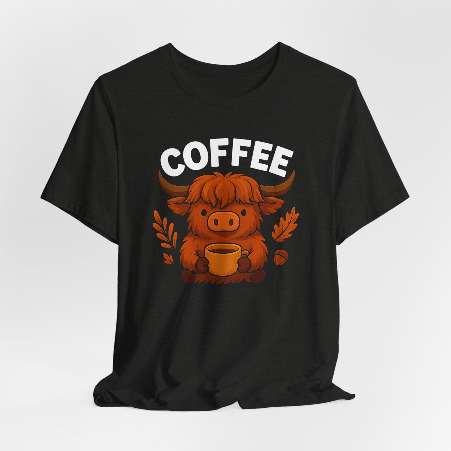 Coffee Lover’s Unisex Tee | Cute Cow Design | Perfect for Casual Gatherings, Birthdays, Coffee Lovers, Gifts