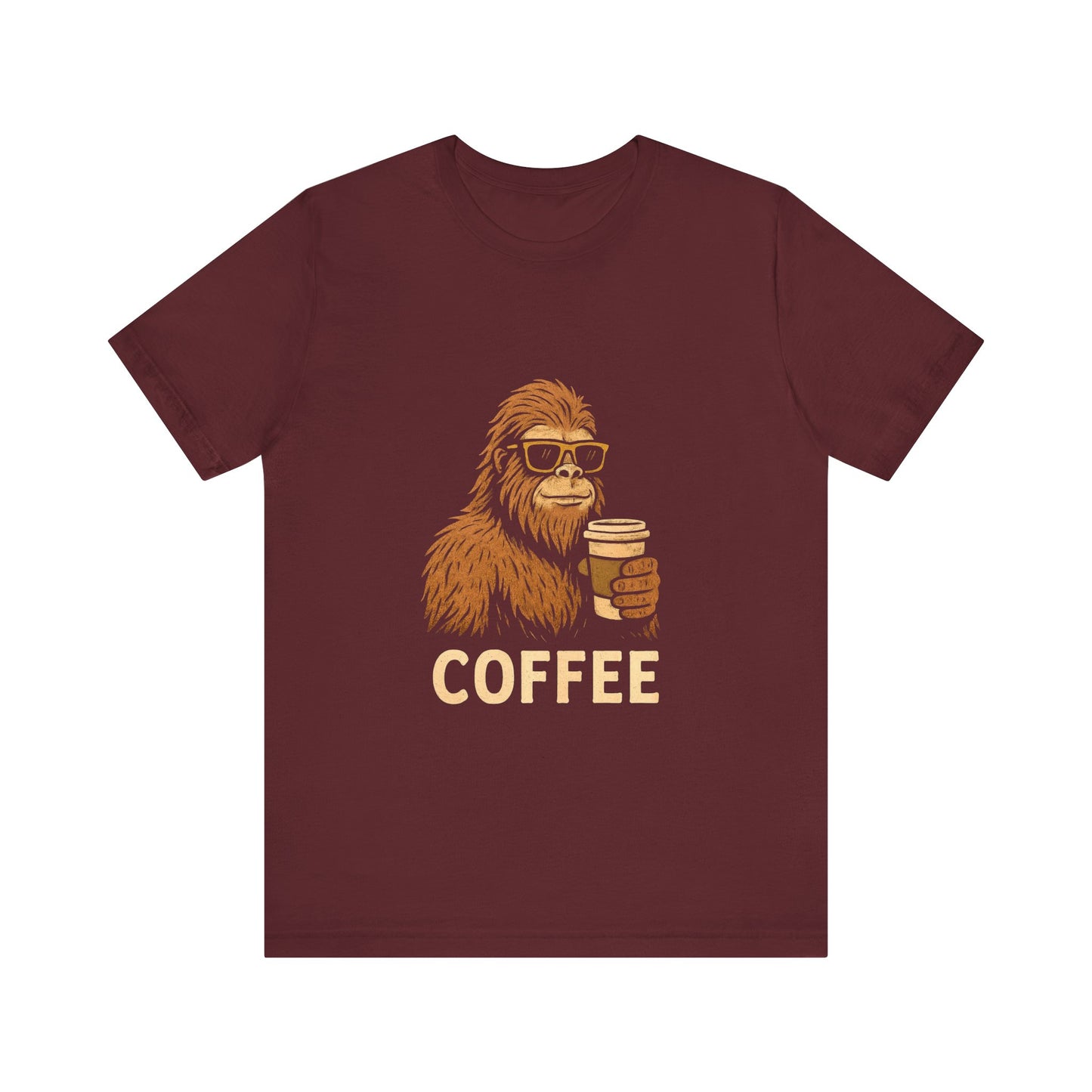 Bigfoot Drinking Coffee T-Shirt – Funny Sasquatch Coffee Tee for Coffee Lovers