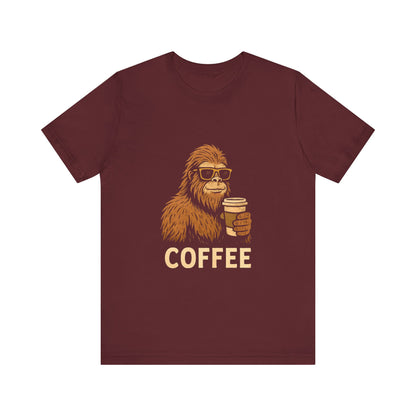 Bigfoot Drinking Coffee T-Shirt – Funny Sasquatch Coffee Tee for Coffee Lovers