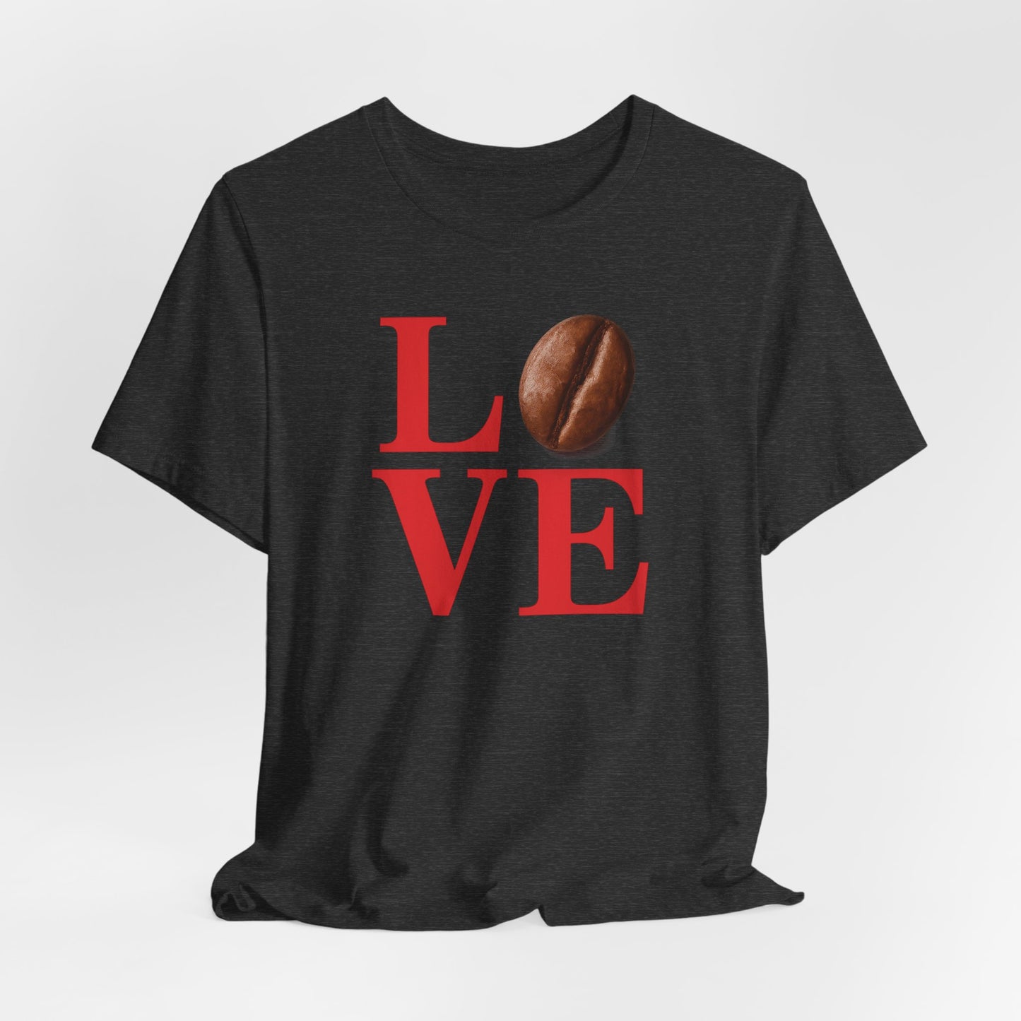 Pipeline Roast Co. LOVE Coffee Bean T-Shirt – Unisex Jersey Short Sleeve Tee for Coffee Lovers