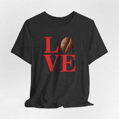 Pipeline Roast Co. LOVE Coffee Bean T-Shirt – Unisex Jersey Short Sleeve Tee for Coffee Lovers