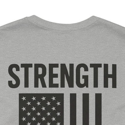 Patriotic Strength T-Shirt, Unisex Tee, 4th of July Shirt, Independence Day Apparel, Casual Summer Wear, Gift for Veterans