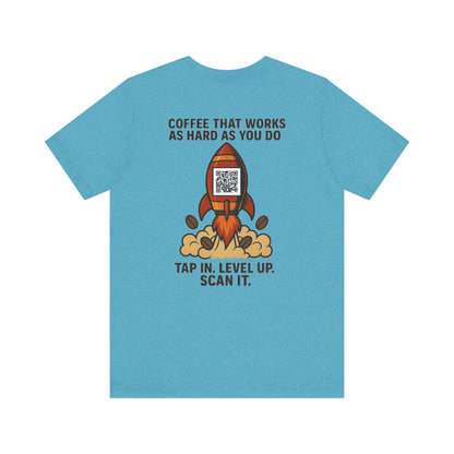 Coffee-Focused Promotional Rocket Tee, Motivational Shirt, Gift for Coffee Lovers, Fun Relaxed T-Shirt, Everyday Casual Wear