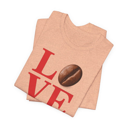 Pipeline Roast Co. LOVE Coffee Bean T-Shirt – Unisex Jersey Short Sleeve Tee for Coffee Lovers