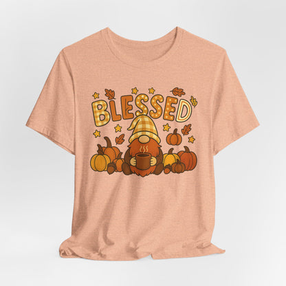 Fall Gnome Blessed Tee, Autumn T-Shirt, Thanksgiving Wear, Seasonal Shirt, Cozy Fall Apparel Gift