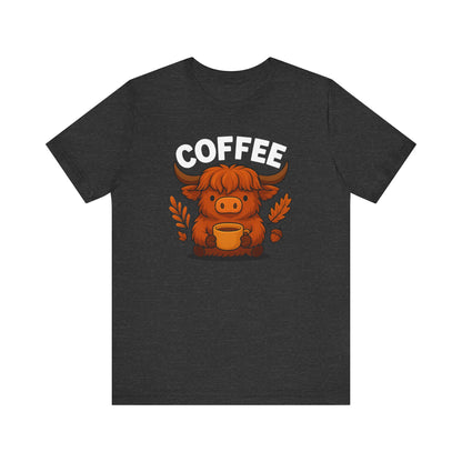 Coffee Lover’s Unisex Tee | Cute Cow Design | Perfect for Casual Gatherings, Birthdays, Coffee Lovers, Gifts