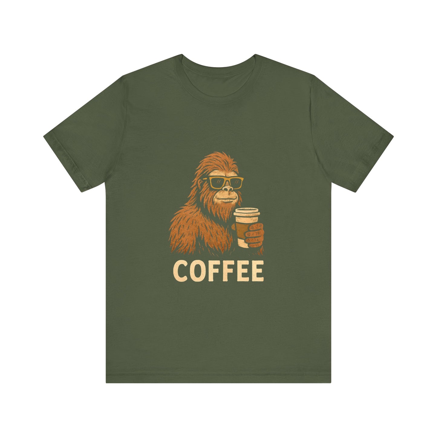 Bigfoot Drinking Coffee T-Shirt – Funny Sasquatch Coffee Tee for Coffee Lovers
