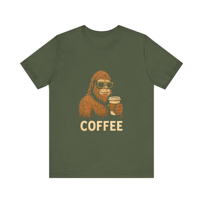 Bigfoot Drinking Coffee T-Shirt – Funny Sasquatch Coffee Tee for Coffee Lovers