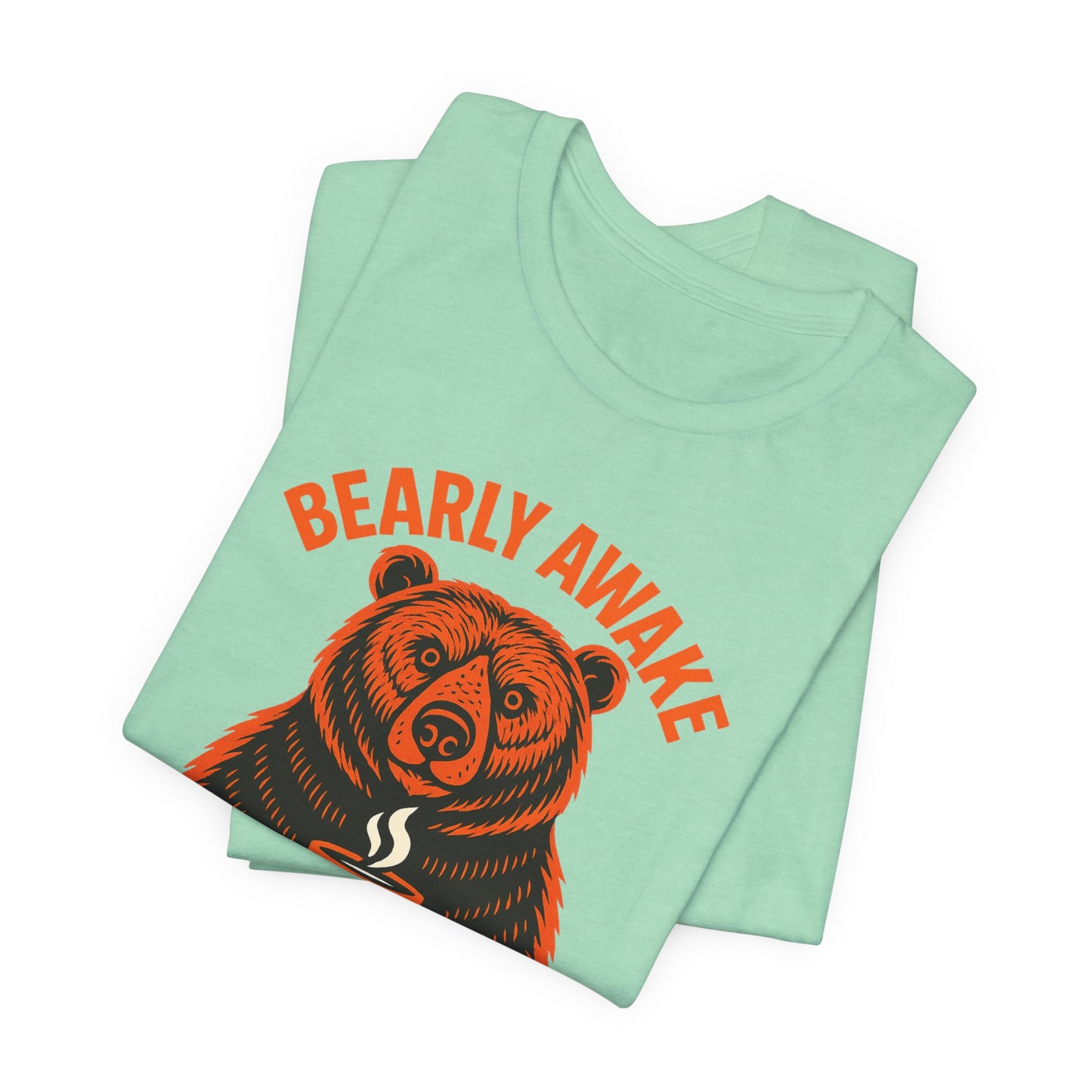 Coffee Lover Bear Tee, Cozy Casual T-Shirt, Perfect Gift for Coffee Enthusiasts, Daily Wear, Bearly Awake Design