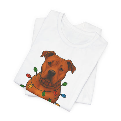 Festive Dog Lover Tee, Holiday T-Shirt, Pet Owner Gift, Christmas Apparel, Unisex Short Sleeve Shirt, Cute Dog Shirt