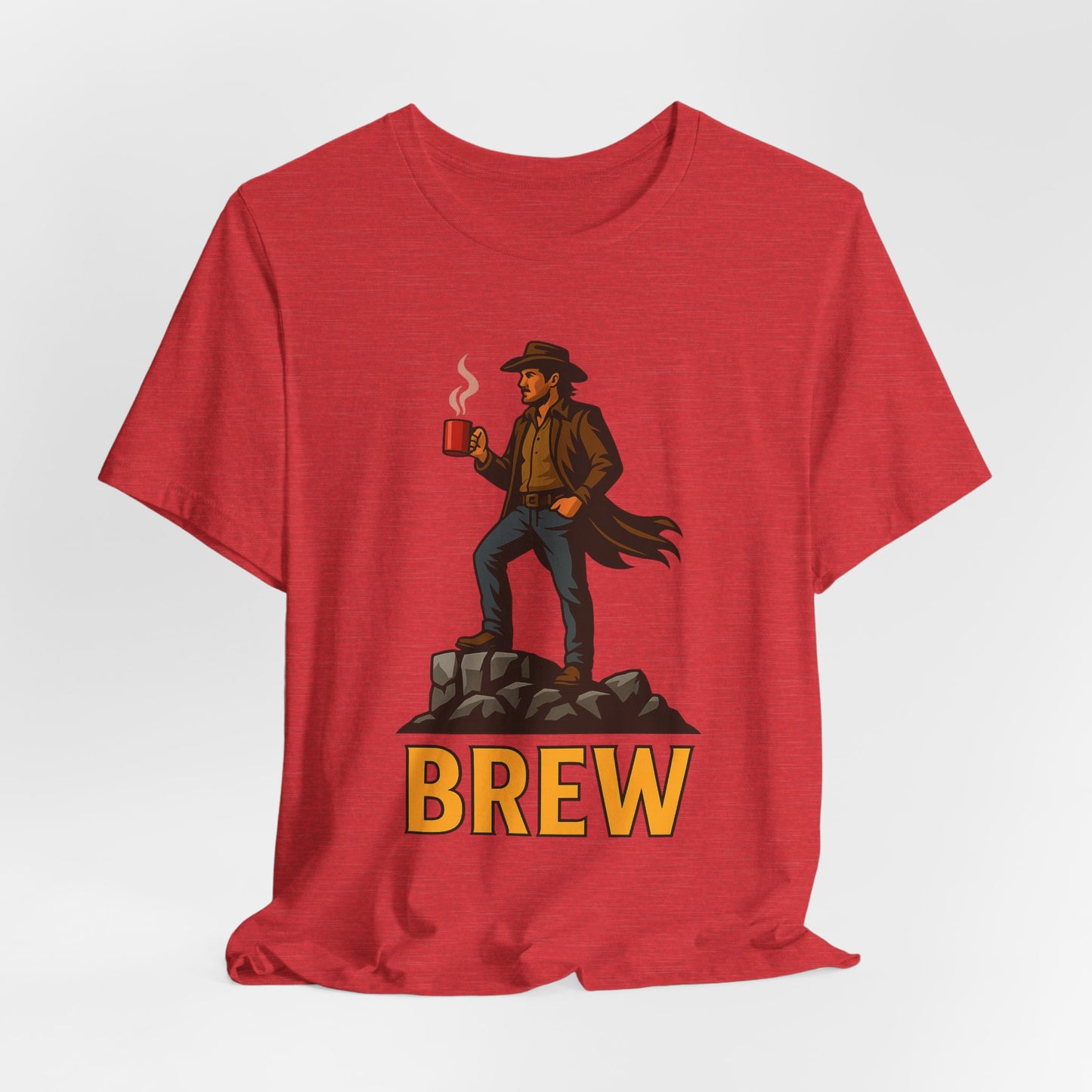 Brew Adventure Tee: Vintage Graphic Unisex Shirt, Coffee Lover Gift, Casual Wear, Hiking Apparel, Men's & Women's Fashion